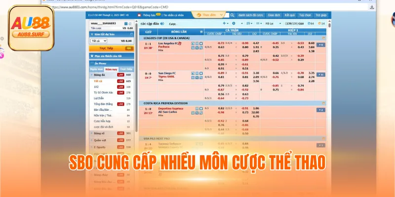Sảnh SBO - Nhà Cung Cấp Thể Thao AU88 Uy Tín Đến Từ Singapore 3 SBO cung cấp nhiều môn cược thể thao
