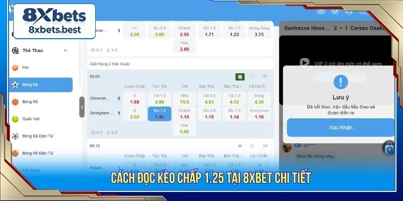 Kèo Chấp 1.25 Là Gì? Hướng Dẫn Cược Chi Tiết Tại 8XBET 3 Hướng dẫn cách đọc kèo chấp chi tiết cho người mới